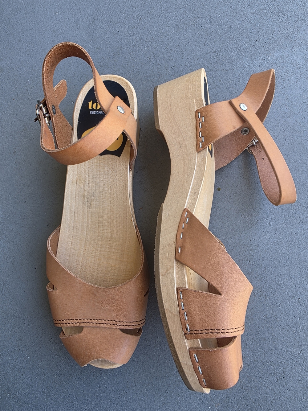 Swedish Hasbeens 38 Ankle Strap Sandals Peep Toe